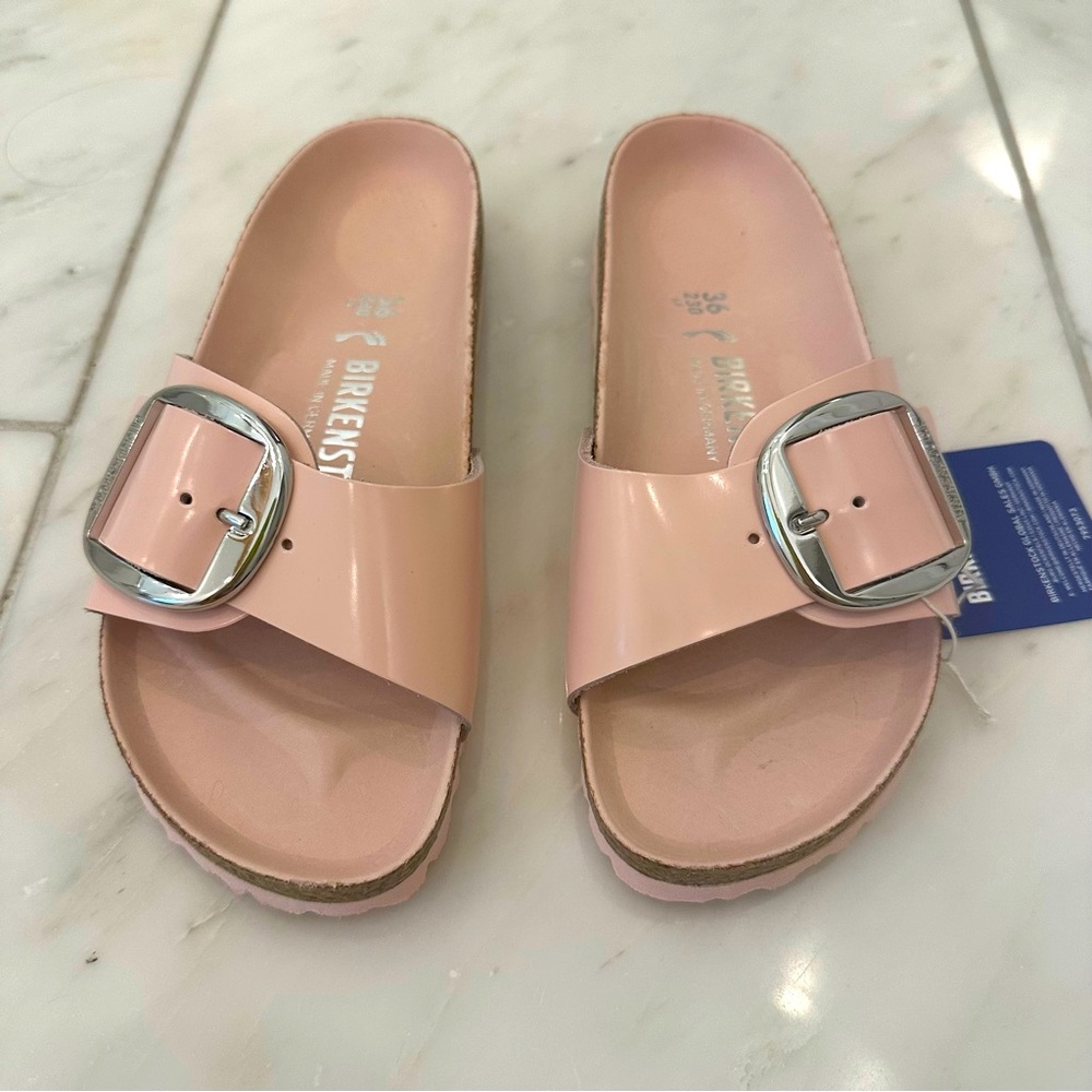 NEW WITH TAGS / IN BOX - Pink Birkenstock Madrid Big Buckle narrow width